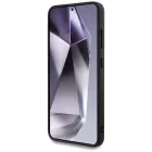 Samsung Galaxy S25 Tok - Guess Grained Hot Stamp Peony Pattern Triangle Logo MagSafe - Fekete