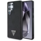 Samsung Galaxy S25 Ultra Tok - Guess Grained Hot Stamp Peony Pattern Triangle Logo MagSafe - Fekete