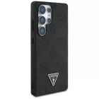 Samsung Galaxy S25 Ultra Tok - Guess Grained Hot Stamp Peony Pattern Triangle Logo MagSafe - Fekete