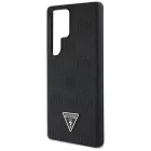 Samsung Galaxy S25 Ultra Tok - Guess Grained Hot Stamp Peony Pattern Triangle Logo MagSafe - Fekete