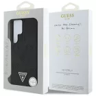 Samsung Galaxy S25 Ultra Tok - Guess Grained Hot Stamp Peony Pattern Triangle Logo MagSafe - Fekete