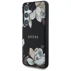 Samsung Galaxy S25 Tok - Guess Grained Printed Flower Pattern MagSafe - Fekete