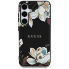 Samsung Galaxy S25 Tok - Guess Grained Printed Flower Pattern MagSafe - Fekete