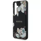 Samsung Galaxy S25 Tok - Guess Grained Printed Flower Pattern MagSafe - Fekete