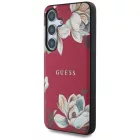 Samsung Galaxy S25 Tok - Guess Grained Printed Flower Pattern MagSafe - Fukszia