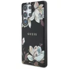 Samsung Galaxy S25 Ultra Tok - Guess Grained Printed Flower Pattern MagSafe - Fekete