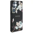 Samsung Galaxy S25 Ultra Tok - Guess Grained Printed Flower Pattern MagSafe - Fekete