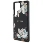Samsung Galaxy S25 Ultra Tok - Guess Grained Printed Flower Pattern MagSafe - Fekete