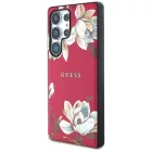 Samsung Galaxy S25 Ultra Tok - Guess Grained Printed Flower Pattern MagSafe - Fukszia