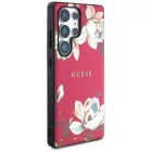 Samsung Galaxy S25 Ultra Tok - Guess Grained Printed Flower Pattern MagSafe - Fukszia