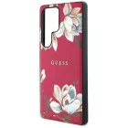 Samsung Galaxy S25 Ultra Tok - Guess Grained Printed Flower Pattern MagSafe - Fukszia