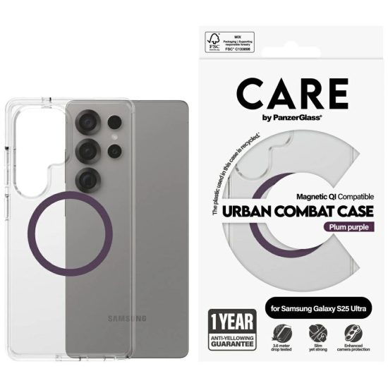 Samsung Galaxy S25 Ultra Tok - CARE by PanzerGlass Flagship Urban Combat Purple QI - Átlátszó
