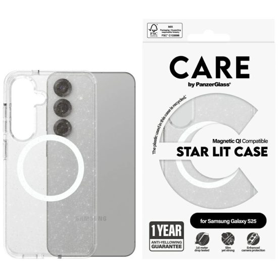 Samsung Galaxy S25 Tok - CARE by PanzerGlass Flagship Urban Combat StarLight White QI - Átlátszó-Csillogó