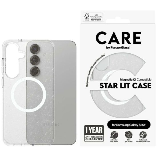 Samsung Galaxy S25+ Plus Tok - CARE by PanzerGlass Flagship Urban Combat StarLight White QI  - Átlátszó-Csillogó
