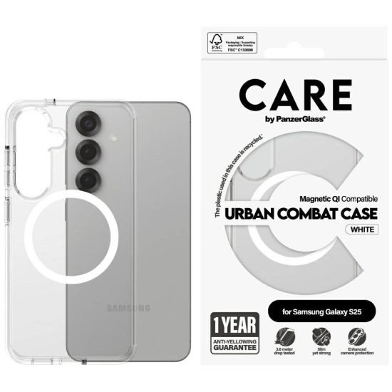 Samsung Galaxy S25 Tok - CARE by PanzerGlass Flagship Urban Combat White QI - Átlátszó