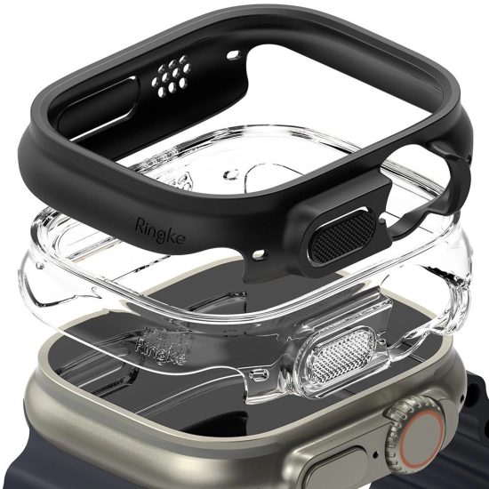 Apple Watch Ultra 1/2 (49mm) Tok - Ringke Slim x 2 db - Átlátszó & Fekete
