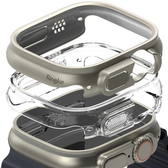 Apple Watch Ultra 1/2 (49mm) Tok - Ringke Slim x 2 db - Átlátszó & Titán