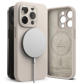 iPhone 15 Pro Tok - Ringke Silicone Magnetic - Bézs iPhone 15 Pro Tok - Ringke Silicone Magnetic - Bézs