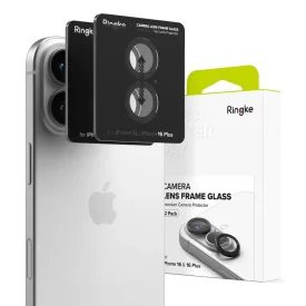   iPhone 16 / 16 Plus Lencsevédő - Ringke Camera Lens Frame Glass x 2 db - Fekete