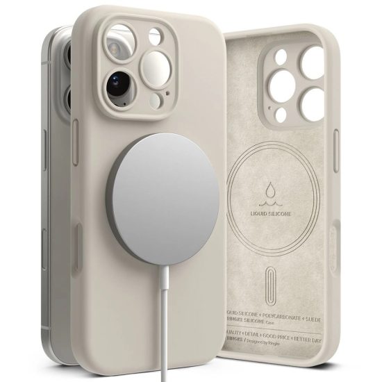 iPhone 16 Pro Tok - Ringke Silicone Magnetic - Bézs