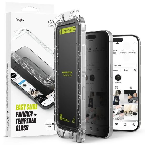 iPhone 16 Pro Kijelzővédő Üvegfólia - Ringke Easy Slide Privacy x 2 db