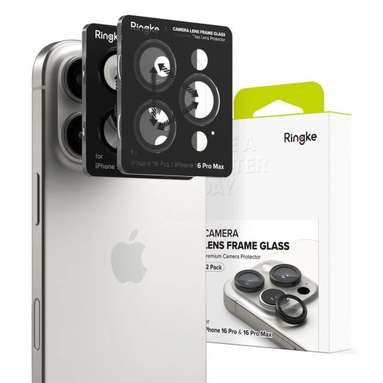 iPhone 16 Pro / 16 Pro Max Kameravédő Készlet - Ringke Camera Lens Frame Glass x 2 db - Fekete