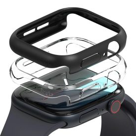 Apple Watch 10 (46mm) Tok - Ringke Slim x 2 db - Átlátszó & Fekete   Apple Watch 10 (46mm) Tok - Ringke Slim x 2 db - Átlátszó & Fekete