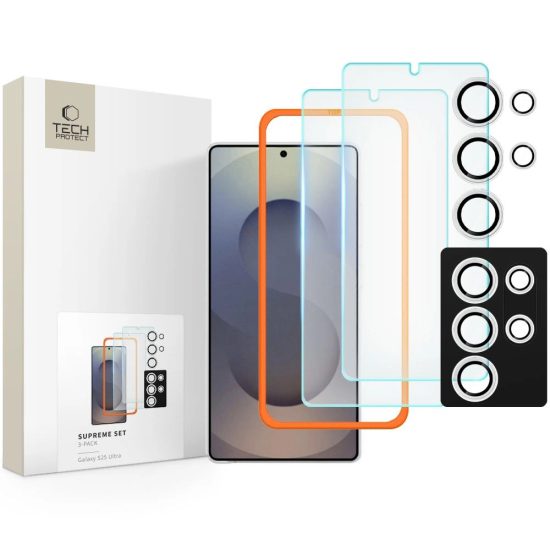 Samsung Galaxy S25 Ultra Kijelzővédő és Kameravédő Üvegfólia Készlet - Tech-Protect Supreme Set