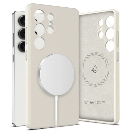 Samsung Galaxy S25 Ultra Tok - Tech-Protect Liquid Silicone MagSafe - Bézs