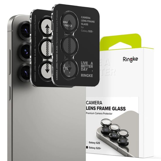 Samsung Galaxy S25+ Plus Kameravédő Készlet - Ringke Camera Lens Frame Glass x 2 db - Fekete