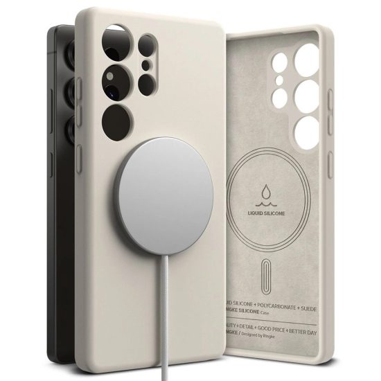 Samsung Galaxy S25 Ultra Tok - Ringke Silicone Magnetic - Bézs