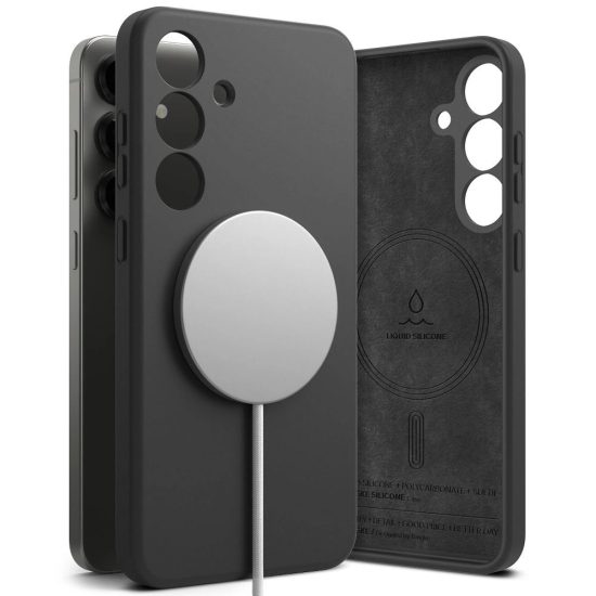 Samsung Galaxy S25+ Plus Tok - Ringke Silicone Magnetic - Fekete