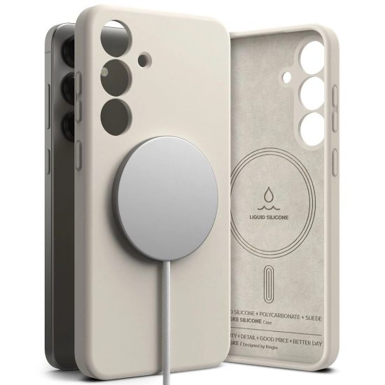 Samsung Galaxy S25+ Plus Tok - Ringke Silicone Magnetic - Bézs