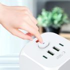 Tech-Protect PCL3x4 Hálózati Elosztó - 3x AC + 2x USB-A + 2x USB-C - Fehér