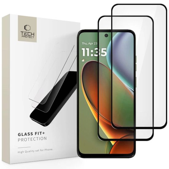 Motorola Moto G15 / G15 Power / G05 / E15 Kijelzővédő Üvegfólia - Tech-Protect Glass Fit+ - Fekete x 2 db