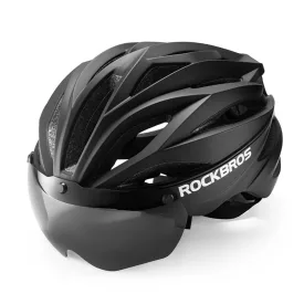   Rockbros Kerékpáros Sisak Levehető UV Szemüveggel, Unisex - Fekete