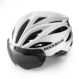   Rockbros Kerékpáros Sisak Levehető UV Szemüveggel, Unisex - Fehér