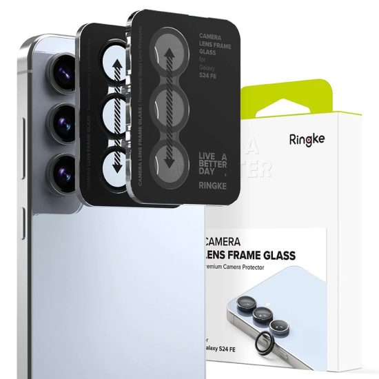 Samsung Galaxy S24 FE Kameravédő Készlet - Ringke Camera Lens Frame Glass x 2 db - Fekete