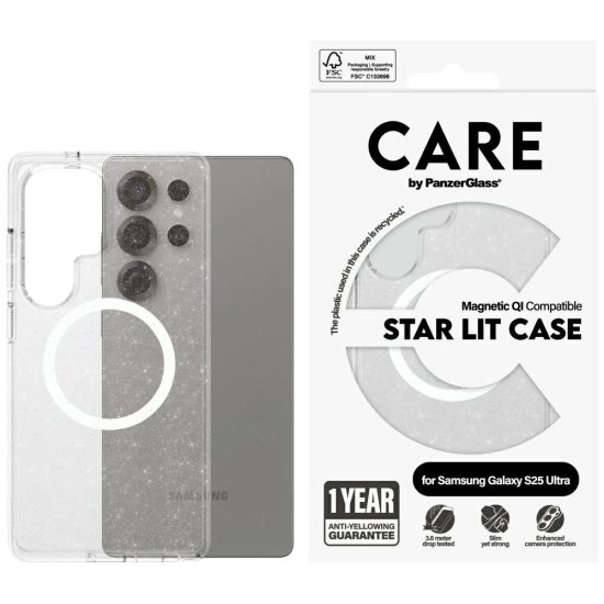Samsung Galaxy S25 Ultra Tok - CARE by PanzerGlass Flagship Urban Combat StarLight White QI - Átlátszó-Csillogó