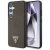 Samsung Galaxy S25 Tok - Guess Grained Hot Stamp Peony Pattern Triangle Logo MagSafe - Barna