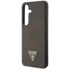 Samsung Galaxy S25 Tok - Guess Grained Hot Stamp Peony Pattern Triangle Logo MagSafe - Barna