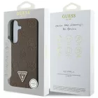 Samsung Galaxy S25 Tok - Guess Grained Hot Stamp Peony Pattern Triangle Logo MagSafe - Barna