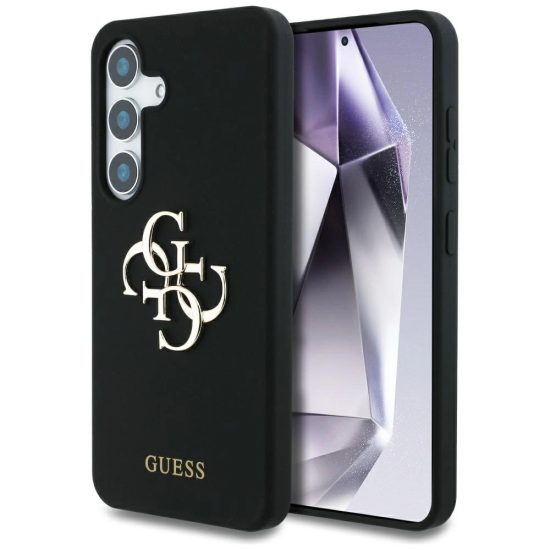 Samsung Galaxy S25 Tok - Guess Silicone Big 4G Logo Bottom Script - Fekete