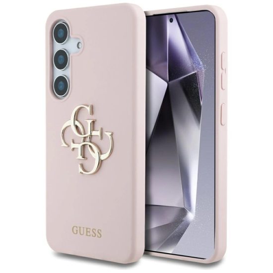 Samsung Galaxy S25 Tok - Guess Silicone Big 4G Logo Bottom Script - Pink