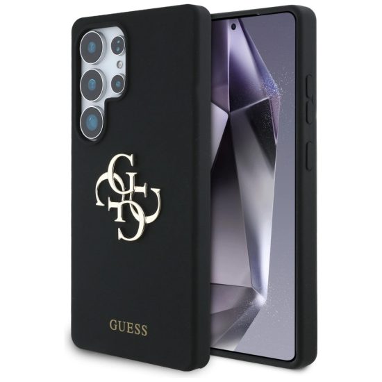 Samsung Galaxy S25 Ultra Tok - Guess Silicone Big 4G Logo Bottom Script - Fekete