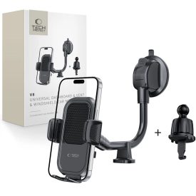 Tech-Protect V8 Autós Tartó - Tapadókorong + Szellőzőrács - Fekete   Tech-Protect V8 Autós Tartó - Tapadókorong + Szellőzőrács - Fekete