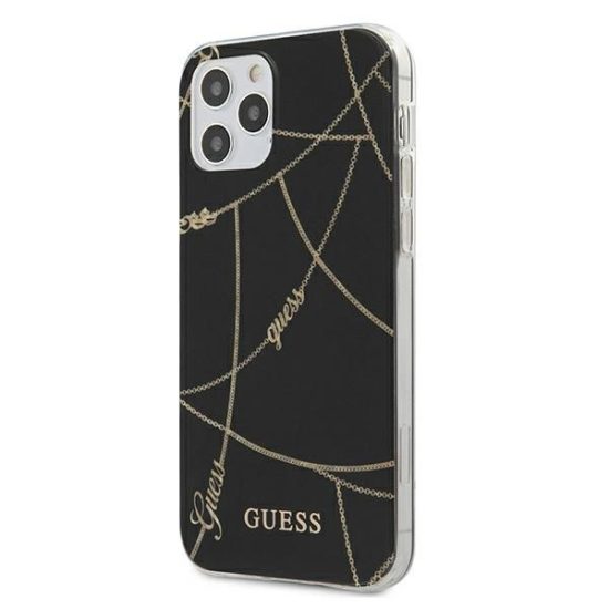 iPhone 12 Pro Max Tok - Guess Gold Chain Collection - Fekete