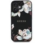 iPhone 16 Tok - Guess Grained Printed Flower Pattern MagSafe - Fekete