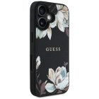iPhone 16 Tok - Guess Grained Printed Flower Pattern MagSafe - Fekete