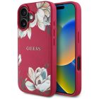 iPhone 16 Tok - Guess Grained Printed Flower Pattern MagSafe - Fukszia